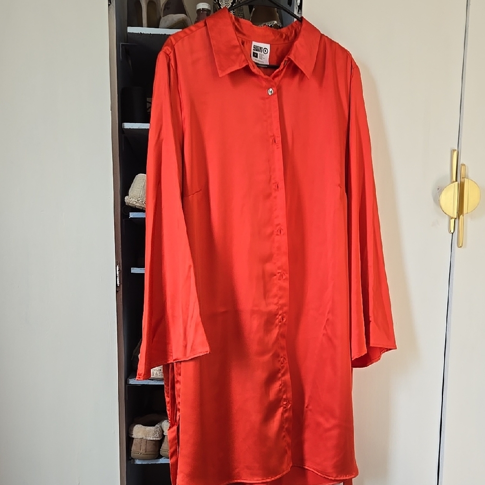 Bright Red Button-Up Shirt